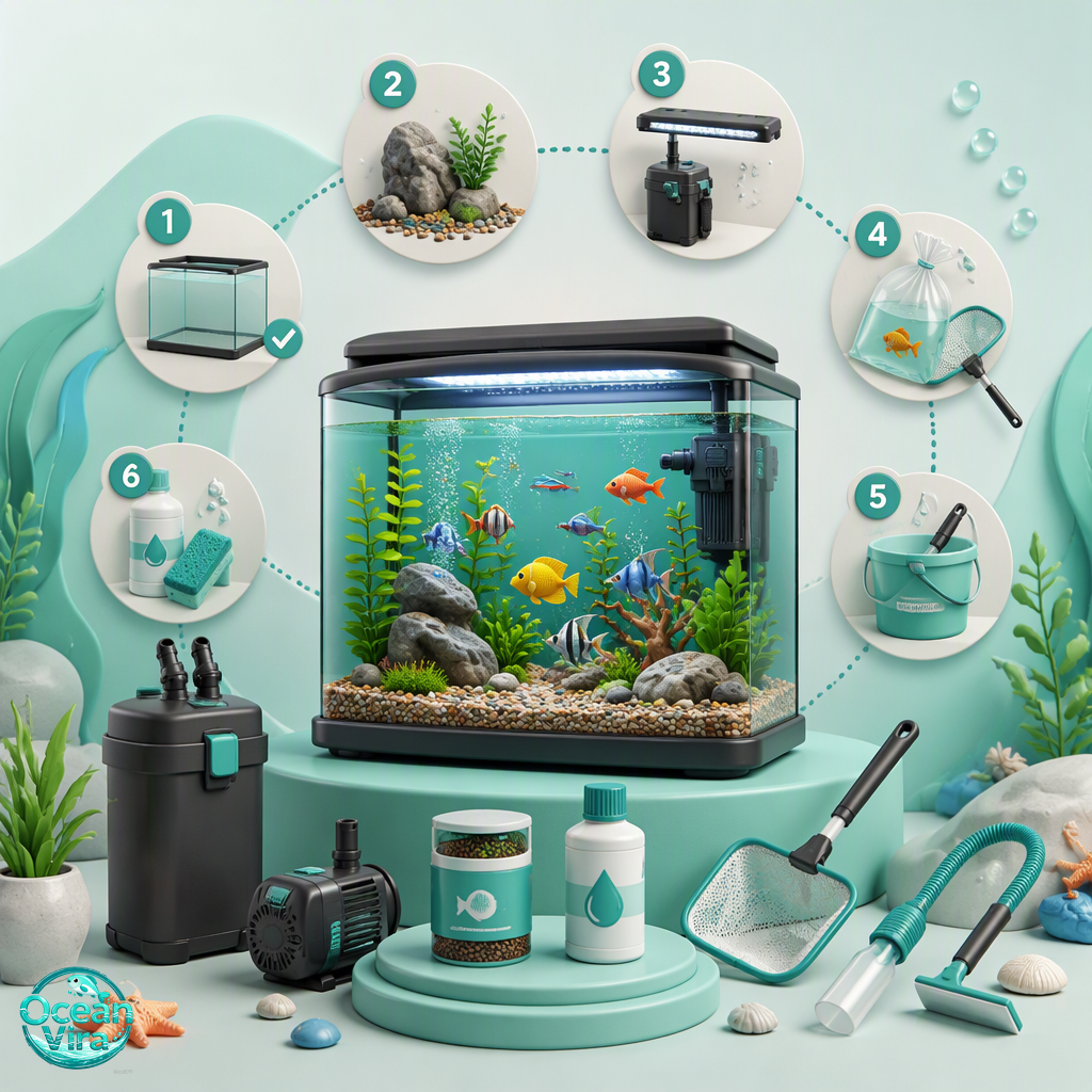راهنمای کامل راه‌اندازی و نگهداری آکواریوم برای مبتدی‌ها | خرید تجهیزات آکواریوم OceanVira